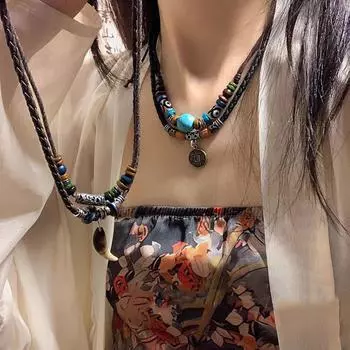 GemChic женское новое классическое винтажное ожерелье из сплава с бабочкой в виде монеты бирюзового цвета с этнической регулируемой цепочкой, модное украшение на день рождения, рождественский подарок