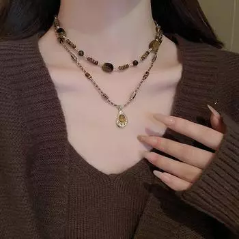 GemChic женское новое нерегулярное овальное ожерелье с камнем тигровый глаз трендового цвета персонализированное ожерелье на ключицу подарок на день рождения, Рождество ювелирные изделия