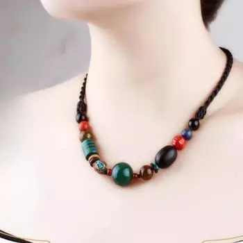 GemChic женское новое винтажное этническое ожерелье с агатовыми бусинами в виде ключицы, классическая регулируемая цепочка, модное украшение на день рождения, рождество, подарок