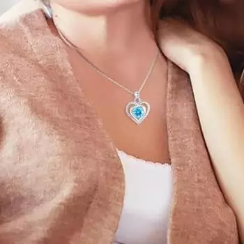 GemChic женское ожерелье с подвеской «Сердце моря Любовь» Цепочка на ключицу Цепочка с подвеской в форме сердца Ожерелье с подвеской в форме сердца Женщина День рождения Рождественский подарок ювелирных изделий -