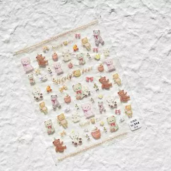 Gemibears Наклейка для ногтей Клей 5D Наклейка для ногтей DIY Креативное украшение tomoni 314