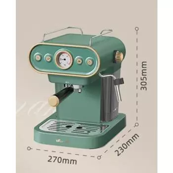 Gemilai Полуавтоматическая кофемашина для эспрессо, давление 15 бар, кофеварка в ретро-дизайне, резервуар для воды 1,1 л, 1100 Вт, 120 В~, G3017