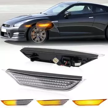GemPro R35 Последовательный светодиодный боковой габаритный фонарь Плавный поворотник Боковой поворотник Nissan Sequential GT-R Niss-anGTR R-35