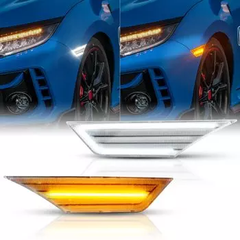GemPro Совместимость с Honda Civic 10-го поколения FK7 FK8 FC1 Coupe Sedan Type R Hatchback Sport Touring Si Переднее крыло Светодиодные боковые габаритные огни Последовательный с
