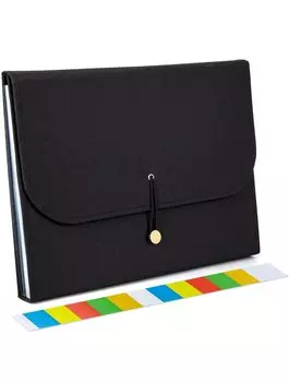 GemRich Документ-папка A4 Портативный чехол для документов с мехами Кейс для хранения документов 13 карманов Твердый переплет Стильный черный
