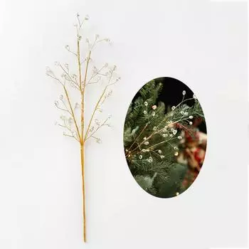 Gemstone Xmas Tree Glitter Branches Sticky Powder Glitter Berry Stems Holiday Party Style B