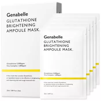 Genabelle Glutathione осветляющая ампульная маска 25 мл x 5 шт. Белая кожа ампульная маска листовая Белая кожа Сияющая кожа Глянцевая кожа Vita Complex Moisture