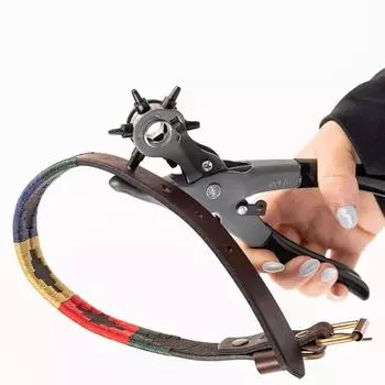 General Tools Leather Hole Punch Tool - 6 Multi-Hole Sizes for Leather, Rubber, & Plastic - Hobbies & Crafts 9 inches