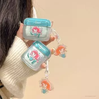 Generation Earphone Case Sets Airpods3 Protective Case Ipod4 Generation Silicone Soft 1/2 Generation Wireless Bluetooth Drop-Resistant Cute Female Apple Airpods 3 Mermaid Princess + pendant