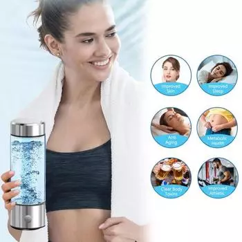 Генератор бутылки с водородной водой объемом 420 мл, 3-минутная чашка для быстрого электролиза водорода, SPE и PEM, 1600ppb ионов водорода, бутылка для очищенной воды серебряный