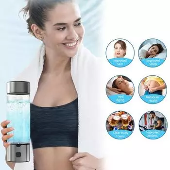 Генератор водородной бутылки для воды 1400PPB 460 мл Портативный стакан для гидроводы SPE PEM серебряный