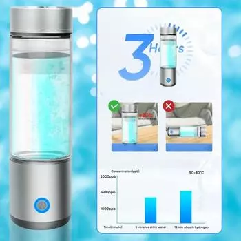Генератор водородной бутылки для воды 1500PPB портативный 300 мл Hydro Water Cup SPE PEM
