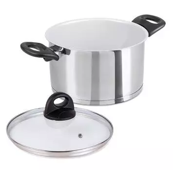 GENIUS CERAFIT STEEL сотейник с керамическим покрытием 20 см 3.5 литров со стеклянной крышкой