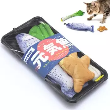 Genki Fish Cat Sashimi Catnip Plush Catnip Toy for Solitary Chew Durable Chew Stress Birthday B Toy, 3-Piece Set, Toy, Fish-Shaped Cats, Play, Toy,