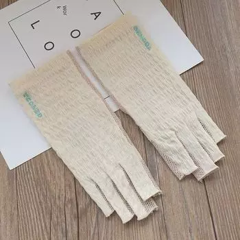 Genoda Genoda Women s Cotton Half Finger Gloves Pale beige One size