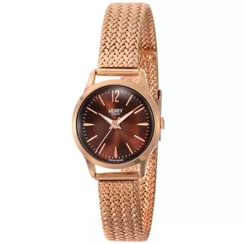 [Генри Лондон] Часы HARROW Коричневый циферблат Нержавеющая сталь Ветровое стекло Кварцевые 25MM London Часы HL25M0044 Женские Черные [Товар]