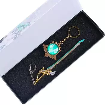 Genshin Eye of God Подарочный набор Металлическая модель оружия Ручная работа Брелок Подвеска Ювелирные изделия Генерал Райден Токихару Чжунли Куруми Каэдэхара Манио Геншин