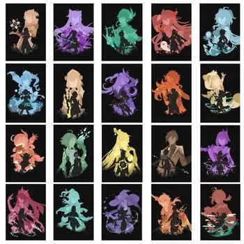 Genshin Impact аниме холст постер игра персонаж мультфильма домашняя настенная живопись печать картина Детская комната Декор росписи подарок A4 21X30CM NO FRAME