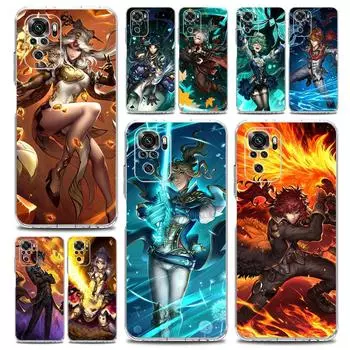 Genshin Impact Art крутой чехол для телефона для Xiaomi Redmi Note 11 9S 9 8 10 Pro 7 8T 9C 9A 8A K40 Pro 11T 5G мягкий прозрачный чехол Redmi 8