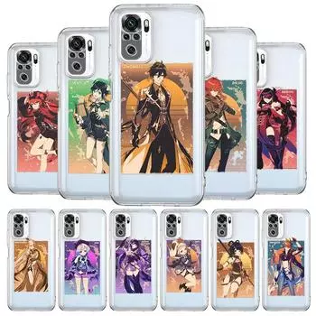 Genshin Impact Art новый квадратный прозрачный мягкий чехол для телефона для Xiaomi Redmi Note 12 11 9S 9 8 10 Pro + 7 8T 9C 9A 8A K40 игровой чехол Redmi 8A