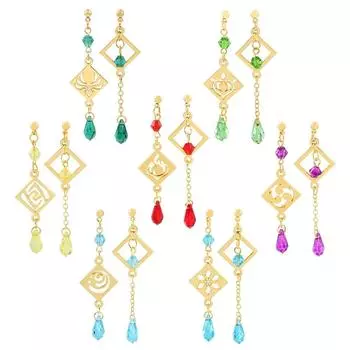 Genshin Impact Barbatos Venti Element нестандартные металлические серьги-подвески для женщин, вечерние украшения для косплея, подарок