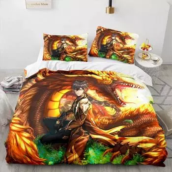 Genshin Impact Bedding Set Single Twin Full Queen King Size Game Anime Bed Set Aldult Kid Bedroom Duvetcover Sets 3D Print Anime EU Single 135x200cm