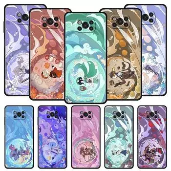 Genshin Impact Cartoon Logo для Xiaomi Poco X5 Pro Чехол для телефона Poco X4 X3 NFC F5 F4 F3 GT M5 M4 Pro 5G M3 C51 C50 C55 Чехол Poco X3 Pro