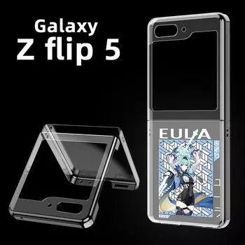Genshin Impact Cartoon Xiao Прозрачный чехол для телефона Samsung Galaxy Z Flip 5 3 4 Складной чехол для Samsung Z Flip3 Flip4 Твердый чехол Samsung Z Flip 4