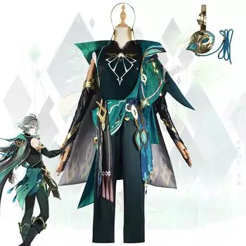 Genshin Impact Cos Alhaitham Cos одежда Xu Ya Grass Country Hatham Tignari одежда для косплея XS зелёный