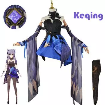 Genshin Impact Cos Одежда Резная Прозрачная C Одежда Танцы Кожи Косплей Женская Одежда Cos Аниме Женская Одежда Cos XS синий