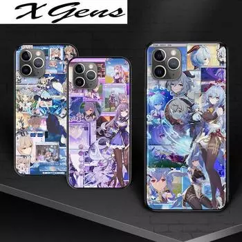 Genshin Impact для Apple iPhone 13 12 11 SE XS XR X 7 8 6 5 S mini Plus Pro MAX 2020, мягкий черный чехол для телефона iphone 11 кислотные зеленого