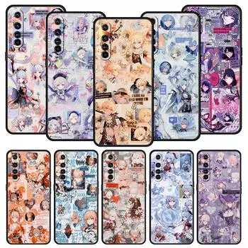 Genshin Impact для Realme 9i роскошный чехол для телефона 9 8 5G GT2 7 6 Pro Plus 8i C21 C3 C11 C25 мягкий черный силиконовый чехол Coque Fundas Realme C3