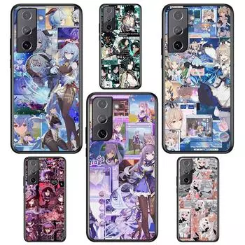 Genshin Impact для Samsung Galaxy S22 S21 S20 FE Ultra Pro Lite S10 5G S10E S9 S8 S7 S6 Edge Plus черный чехол для телефона Samsung S7