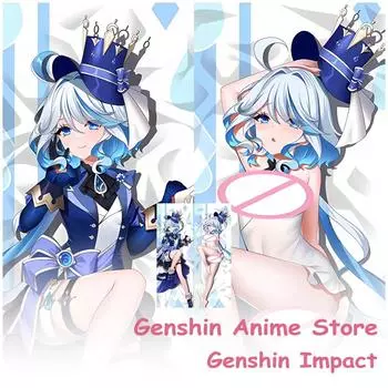 Genshin Impact Focalors Dakimakura обнимающее тело наволочка отаку наволочка игра пледы наволочка Декор для кровати подарок A-40x120cm Peachskin