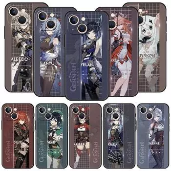 Genshin Impact Game Role для iPhone 11 12 13 15 14 Pro Max чехол для телефона X XR XS 7 8 Plus SE 2020 роскошный черный мягкий чехол Funda iPhone 11