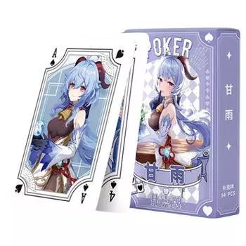 Genshin Impact Ganyu Poker Игральные карты Настольные игры Детские игрушки Детская игрушечная колода Набор карточных игр Аниме