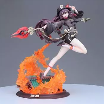 Genshin Impact Hu Tao Battle Form Рисунок 1/7 Масштаб Коллекционная модель Игрушка-кукла 11 дюймов