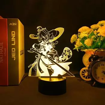 Genshin Impact Kaedehara Kazuha Game 3D ночник для декора спальни милый подарок на день рождения светодиодная лампа манга детский подарок