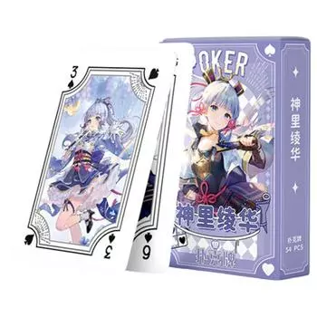 Genshin Impact Камисато Аяка Покер Игральные карты Настольные игры Детские игрушки Детская игрушечная колода Набор карточных игр Аниме