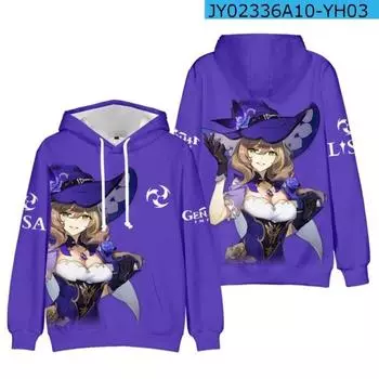 Genshin Impact Косплэй костюм HuTao Diluc Ganyu Klee Xiao Zhongli Venti Keqing Fischl Sucrose Diona унисекс 3D толстовка с капюшоном M