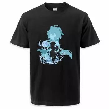 Genshin Impact летние мужские/женские футболки 2023 Горячая игра Genshin аниме футболки топы унисекс хип-хоп футболки из чистого хлопка футболка S чёрный
