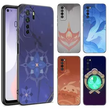 Genshin Impact Logo черный силиконовый чехол для телефона Huawei Nova 8 9 10 SE 11 Ultra 12 Pro 7i 8i 11i 11E Y70 + Y60 Y61 Y71 Y90 Y91 Huawei Nova 10 SE