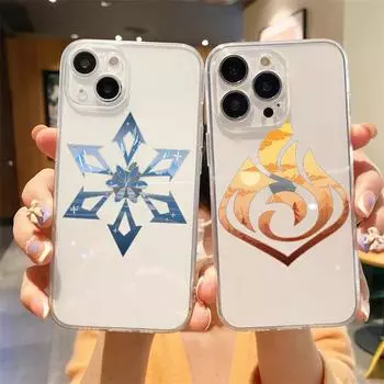 Genshin impact Logo Роскошный прозрачный чехол для телефона iPhone 15 14 13 12 11 Pro Max XS X XR 7 8 Plus Противоударный чехол Fundas iPhone 7 8 Plus