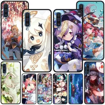 Genshin Impact милый чехол из ТПУ для Samsung Galaxy A50 A10 A70 A30 A20s A20e A40 A10s A10e A90 5G A30s A60 A20, черный чехол для телефона Samsung A91