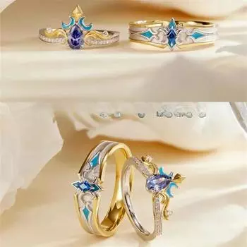 Genshin Impact Neuvillette Крутые парные кольца в одном стиле с двухмерными периферийными персонажами из популярных игр 1PCS как