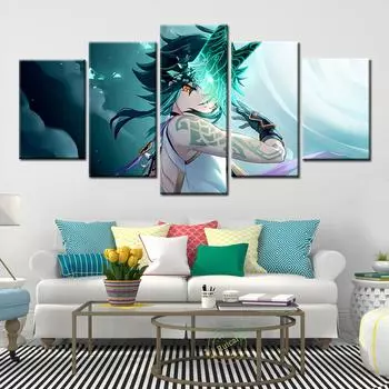 Genshin Impact плакат персонаж Сяо аниме девушки фэнтези настенная живопись на холсте картины принты для жизни домашний декор подарок 20x35 20x45 20x55cm