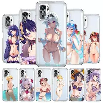 Genshin Impact сексуальная девушка новый квадратный прозрачный чехол для телефона для Xiaomi Redmi Note 12 11 9S 9 8 10 Pro + 7 8T 9C 9A 8A K40 игровой чехол Redmi Note 8 Pro
