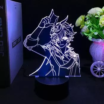 Genshin Impact Tartaglia 3d светодиодная лампа для спальни манга ночные огни аниме фигурка украшения Kawaii подарок