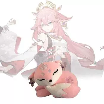 Genshin Impact Yae Miko Kawaii плюшевая кукла лиса косплей реквизит мягкая игрушка в виде животного розовый