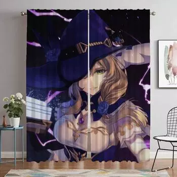 Genshin Kitchen Curtains for Living Room Curtain Partition Tulle for Bedroom Shades Halloween Decoration Home Interior Curtains W50xH70cmx2pcs-CL